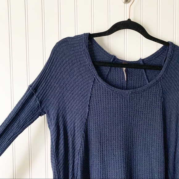 Free People Oversized Blue Thermal Tunic - Picture 2 of 5